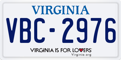 VA license plate VBC2976