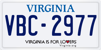 VA license plate VBC2977