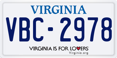 VA license plate VBC2978