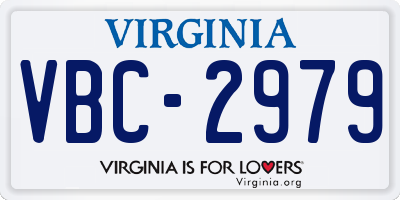 VA license plate VBC2979