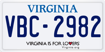 VA license plate VBC2982