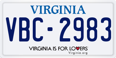 VA license plate VBC2983
