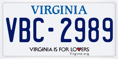VA license plate VBC2989