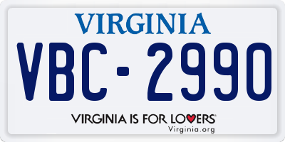 VA license plate VBC2990
