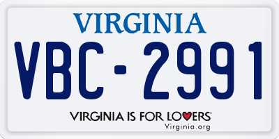 VA license plate VBC2991