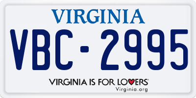 VA license plate VBC2995