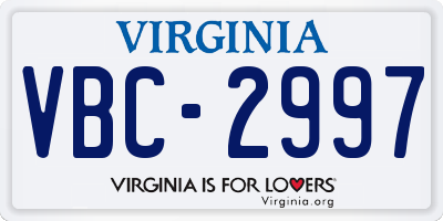 VA license plate VBC2997
