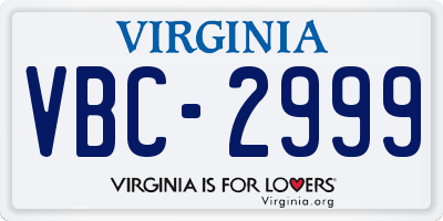VA license plate VBC2999