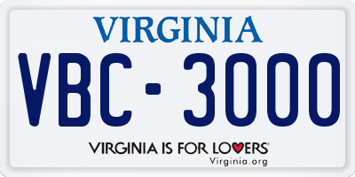 VA license plate VBC3000