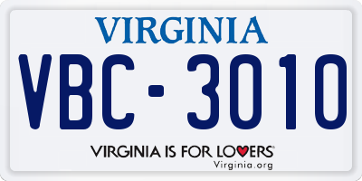 VA license plate VBC3010