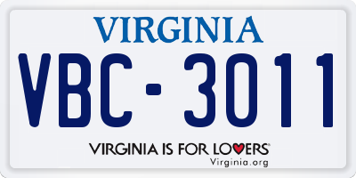 VA license plate VBC3011