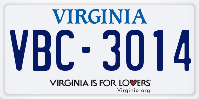 VA license plate VBC3014