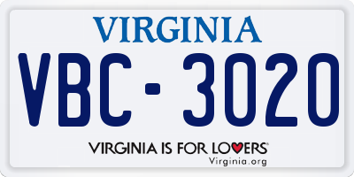 VA license plate VBC3020