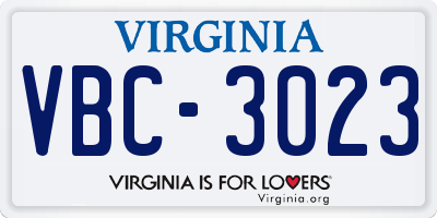 VA license plate VBC3023
