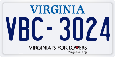 VA license plate VBC3024