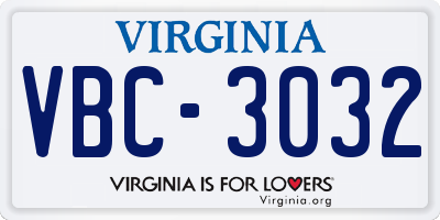 VA license plate VBC3032