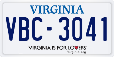 VA license plate VBC3041