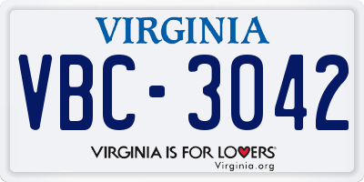 VA license plate VBC3042