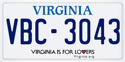 VA license plate VBC3043