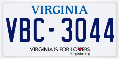 VA license plate VBC3044