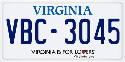 VA license plate VBC3045