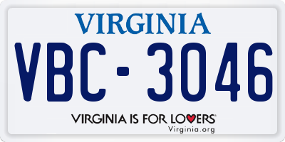 VA license plate VBC3046