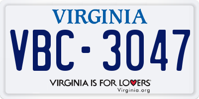 VA license plate VBC3047