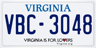 VA license plate VBC3048