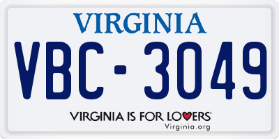 VA license plate VBC3049