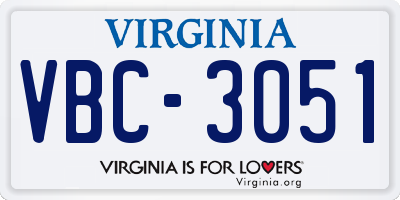VA license plate VBC3051