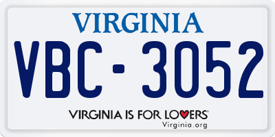 VA license plate VBC3052
