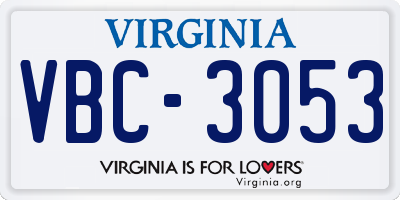 VA license plate VBC3053
