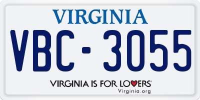 VA license plate VBC3055
