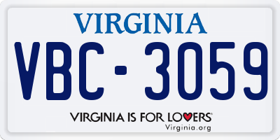 VA license plate VBC3059