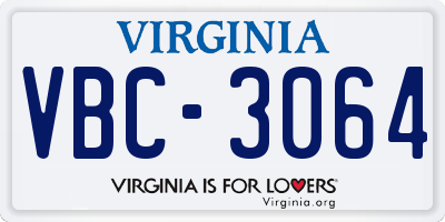 VA license plate VBC3064