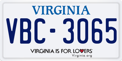 VA license plate VBC3065