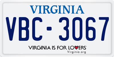 VA license plate VBC3067