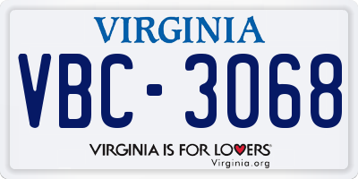 VA license plate VBC3068