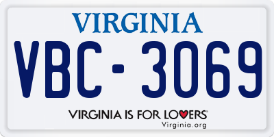 VA license plate VBC3069