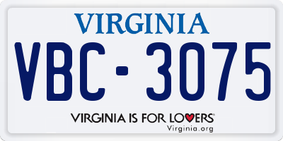 VA license plate VBC3075
