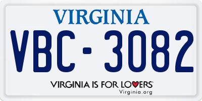 VA license plate VBC3082