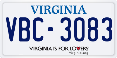 VA license plate VBC3083