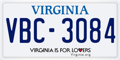 VA license plate VBC3084