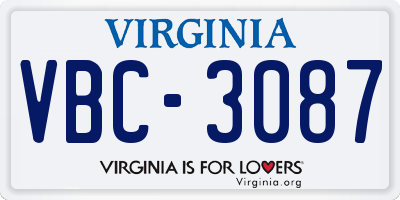 VA license plate VBC3087