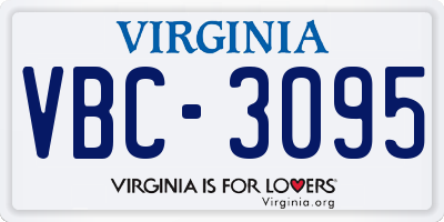 VA license plate VBC3095