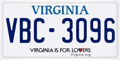 VA license plate VBC3096