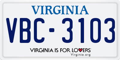 VA license plate VBC3103