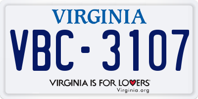 VA license plate VBC3107