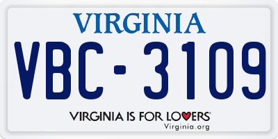 VA license plate VBC3109
