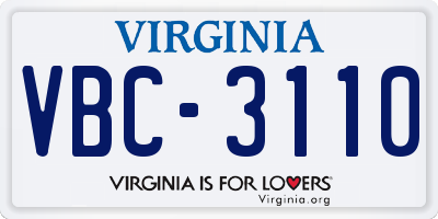VA license plate VBC3110